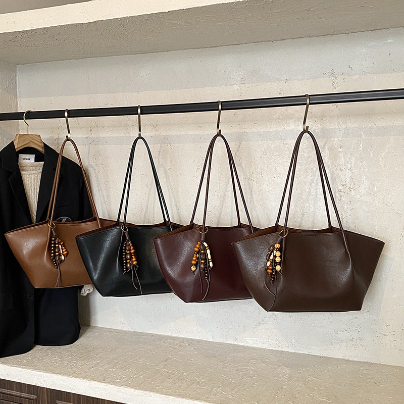 Bolsa de Ombro Feminina Retrô Casual, Grande Capacidade