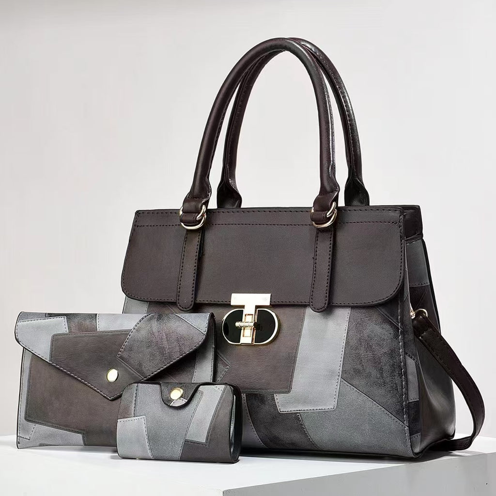 Bolsa Fashion Mãe e Filho com Patchwork em Cores Contrastantes