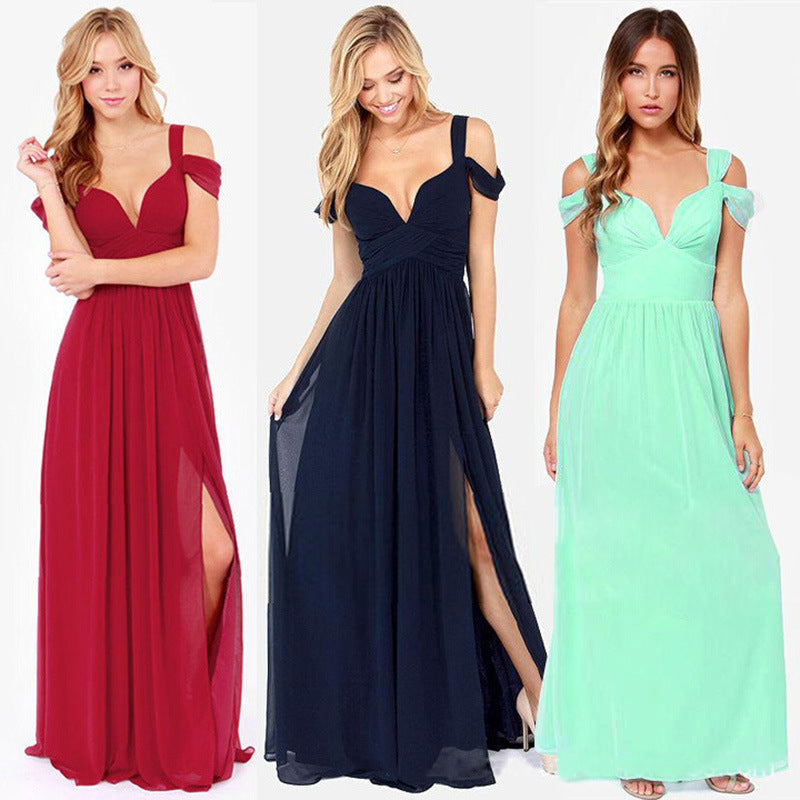 Vestido Longo Elegante Estilo Grego com Pregas