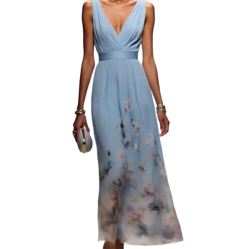Vestido de Festa Elegante com Decote V e Detalhe Transpassado