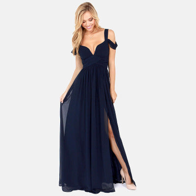 Vestido Longo Elegante Estilo Grego com Pregas