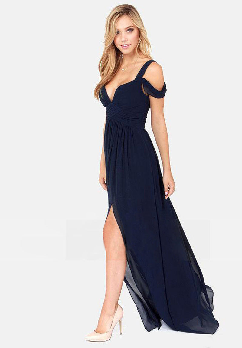 Vestido Longo Elegante Estilo Grego com Pregas