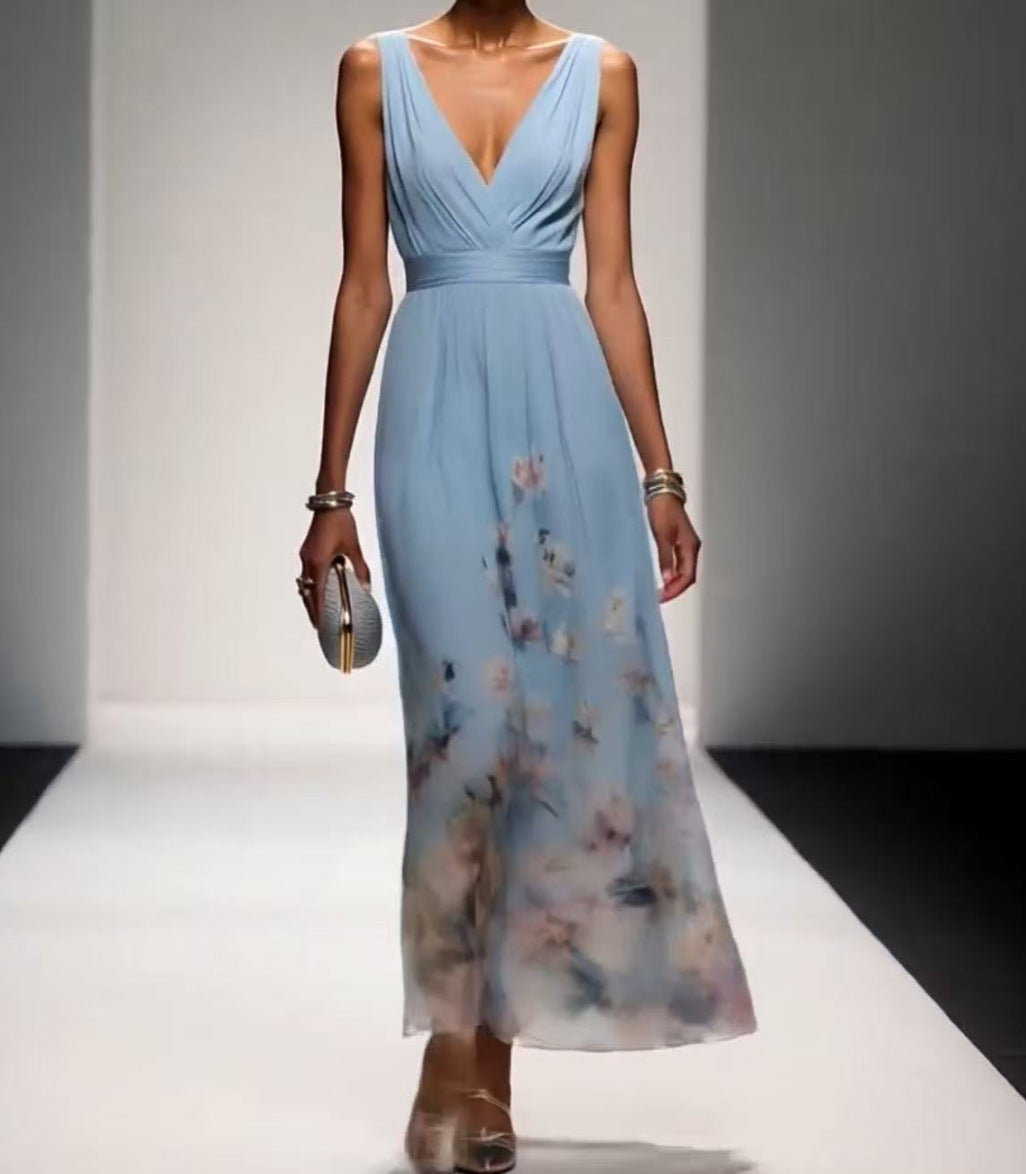 Vestido de Festa Elegante com Decote V e Detalhe Transpassado