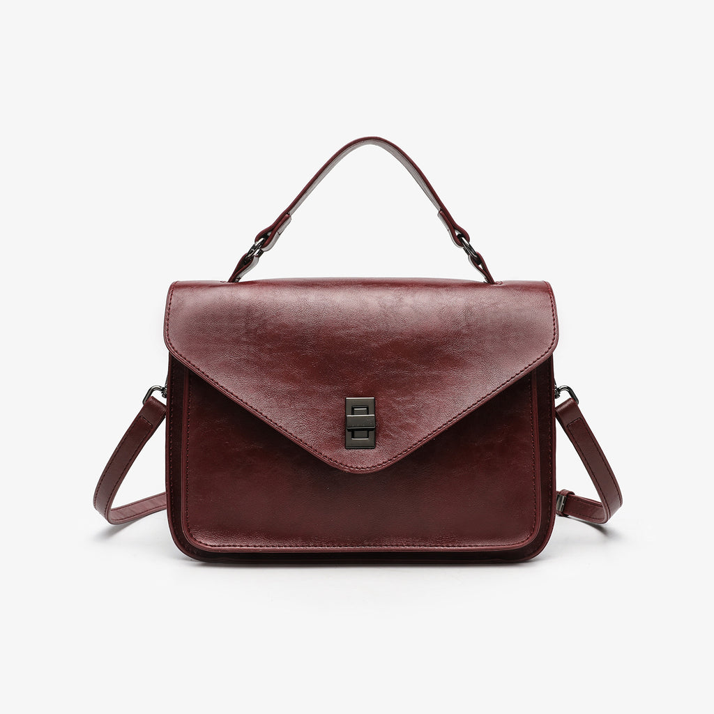 Bolsa Feminina em Couro Encerado, Estilo Vintage, Minimalista, Fashion e Elegante
