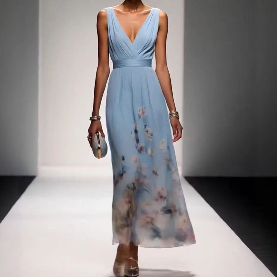 Vestido de Festa Elegante com Decote V e Detalhe Transpassado