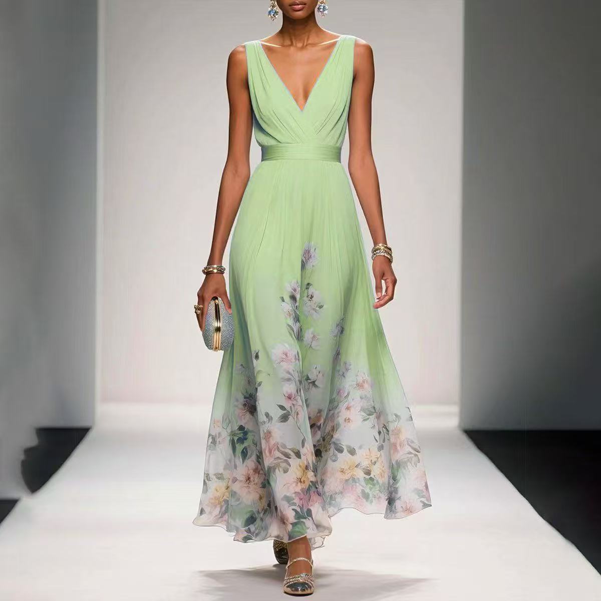 Vestido de Festa Elegante com Decote V e Detalhe Transpassado