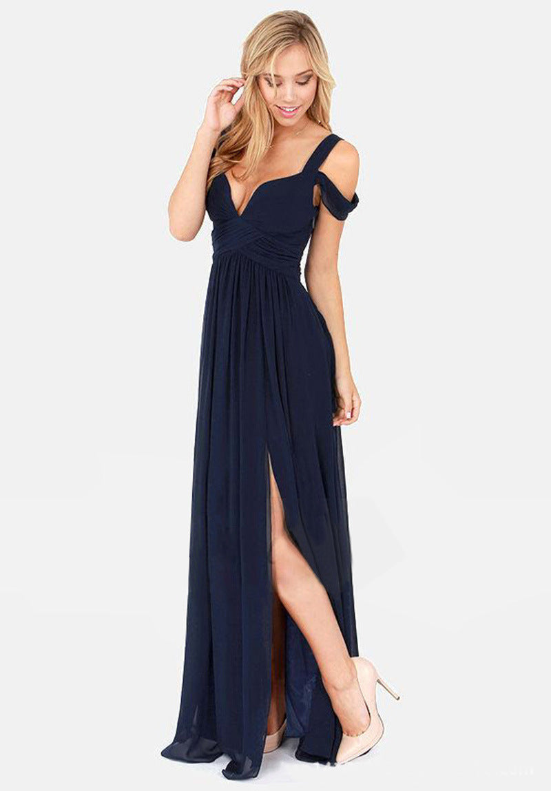 Vestido Longo Elegante Estilo Grego com Pregas