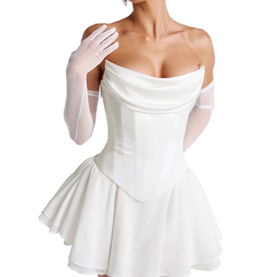 Vestido Tubinho Francês de Cor Sólida com Mangas