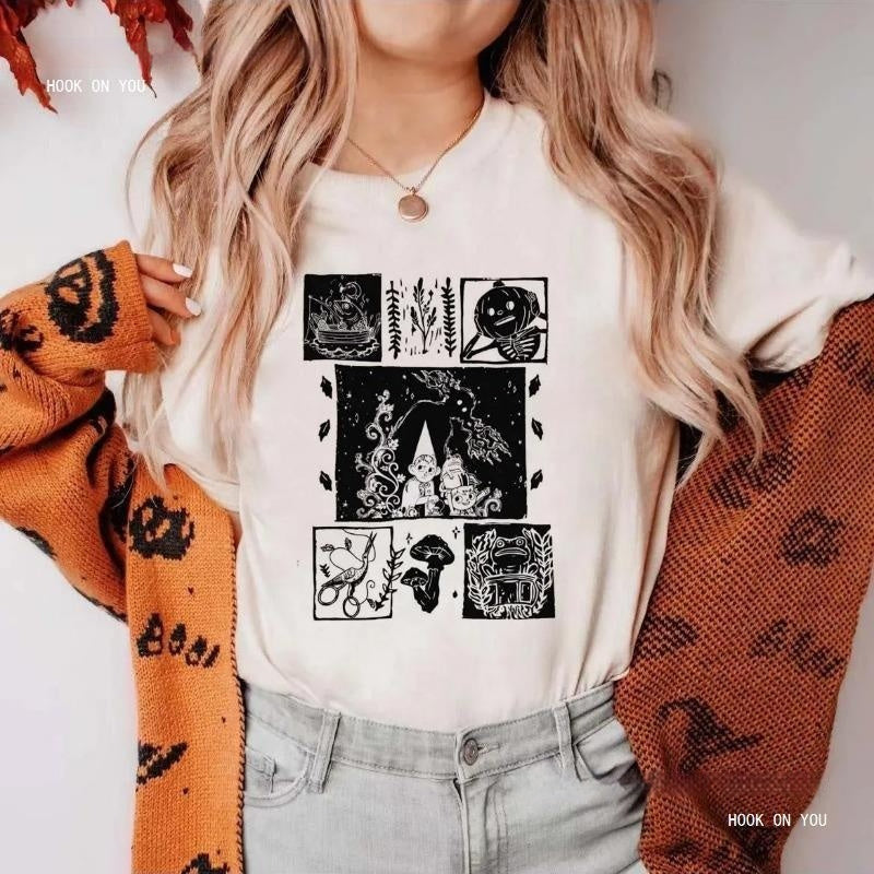 Camiseta Feminina Branca Halloween com Estampa Fofa Streetwear