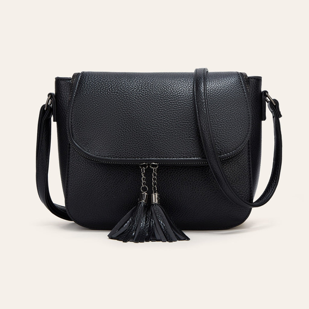 Bolsa Feminina Estilo Europeu e Americano, Fashion, Tipo Saddle com Tampa e Tassel