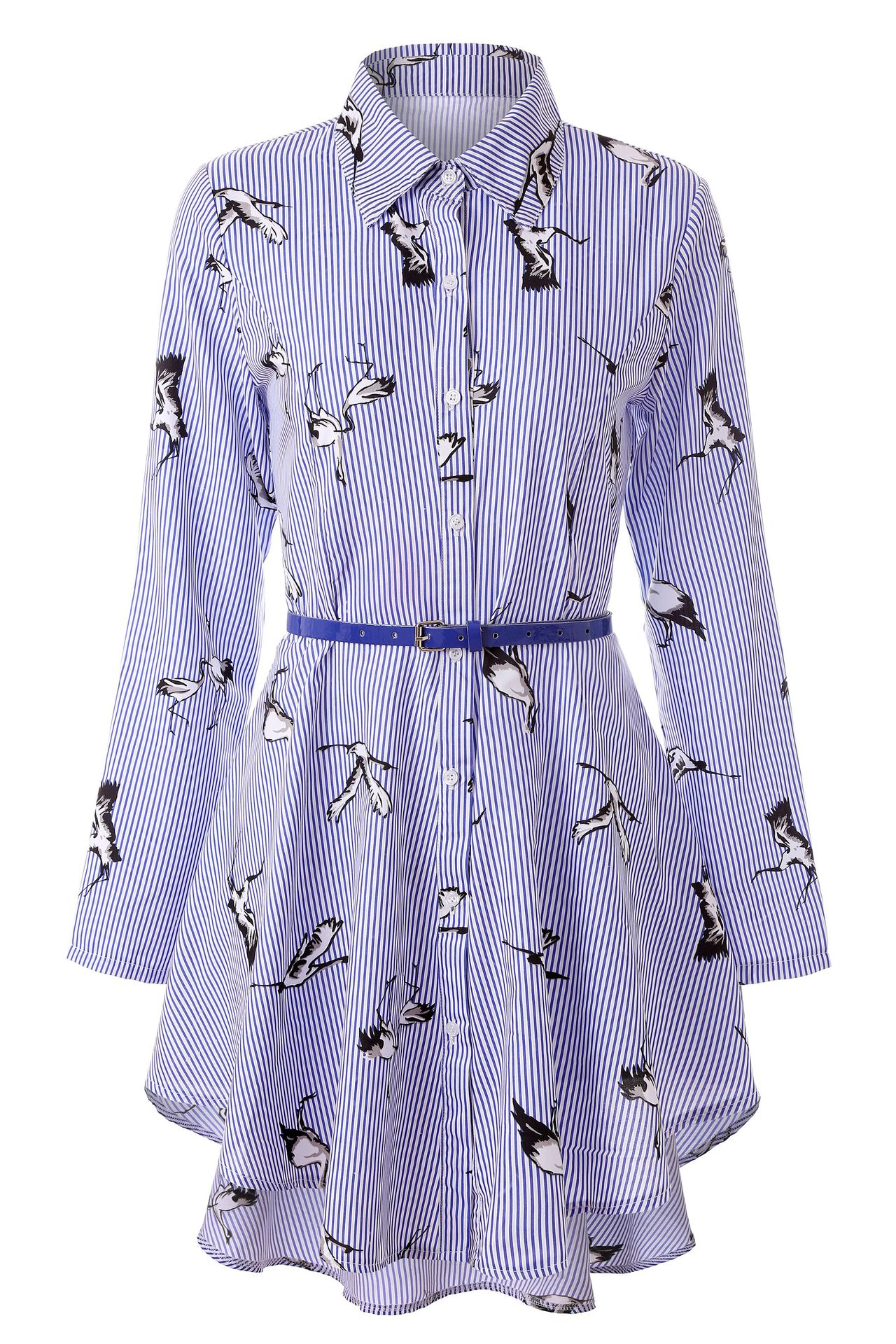 Camisa Feminina Listrada de Manga Longa