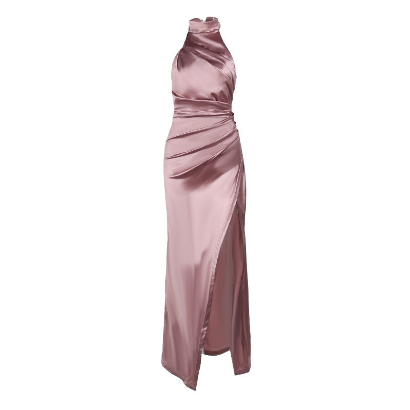 Vestido Longo Elegante com Gola Alta