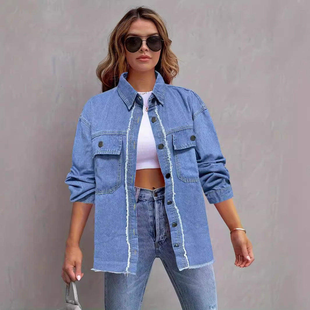 Jaqueta Streetwear Americana, Gola Lavada, Corte Relaxado