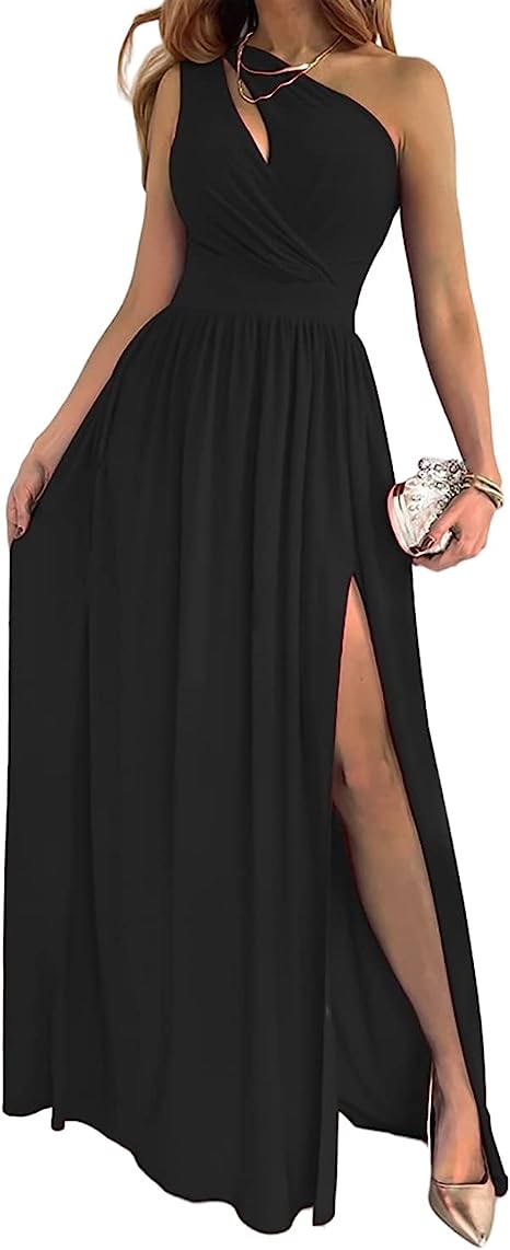 Vestido Maxi Feminino de Um Ombro