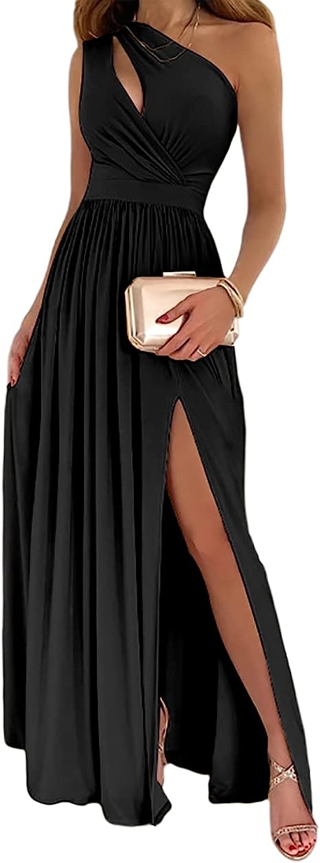 Vestido Maxi Feminino de Um Ombro