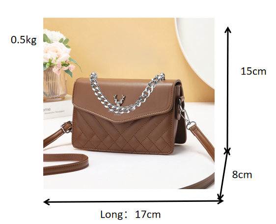 Mini Bolsa Matelassê em Blush Suave – Estilo Retrô Casual, Impermeável, Minimalista, Ombro Único com Alça Larga, Forro em Poliéster PU e Correntes Grossas Estilosas