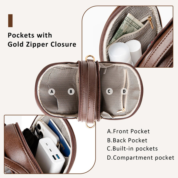 Bolsa Pequena Transversal Feminina com Alça e Alça Ajustável, Porta Celular com 2 Bolsos com Zíper Cor Café