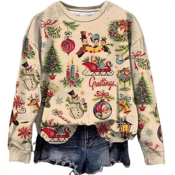 Camiseta Feminina Manga Longa Casual Streetwear com Estampa Floral