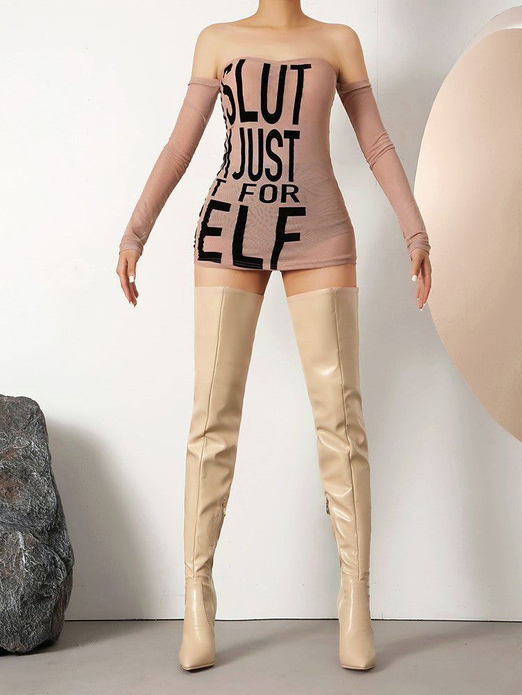 Botas Femininas Over the Knee com Bico Fino, Salto Stiletto e Efeito Modelador