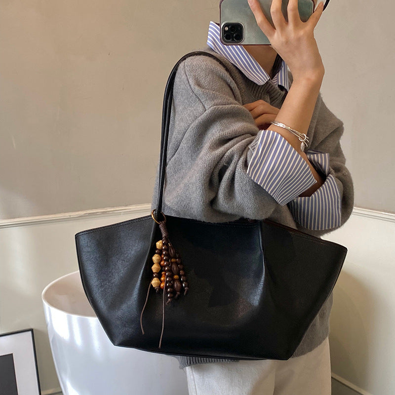 Bolsa de Ombro Feminina Retrô Casual, Grande Capacidade