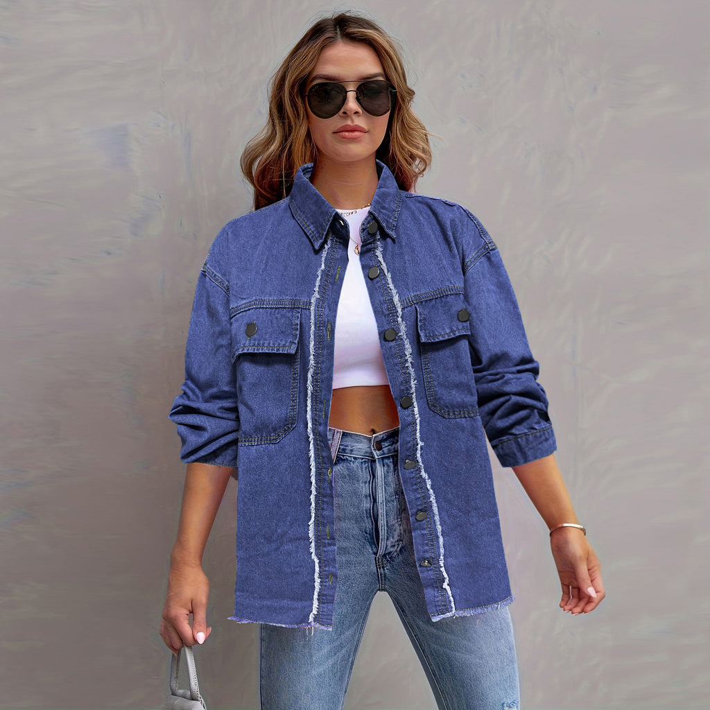 Jaqueta Streetwear Americana, Gola Lavada, Corte Relaxado