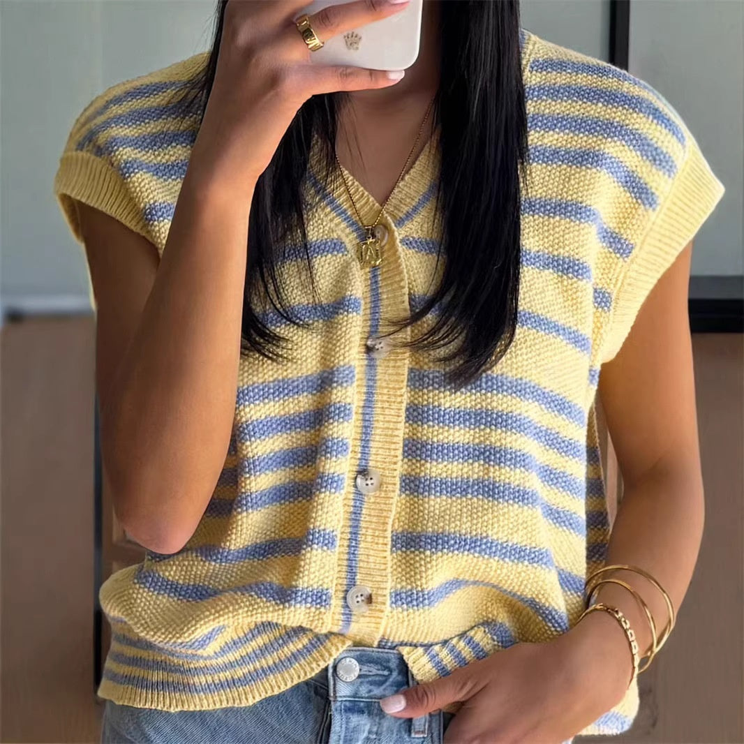 cardigan de tricô decote V