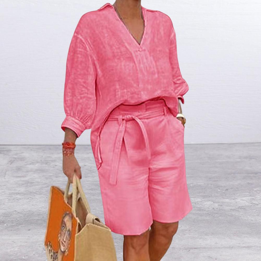 Conjunto Feminino Casual em Algodão e Linho