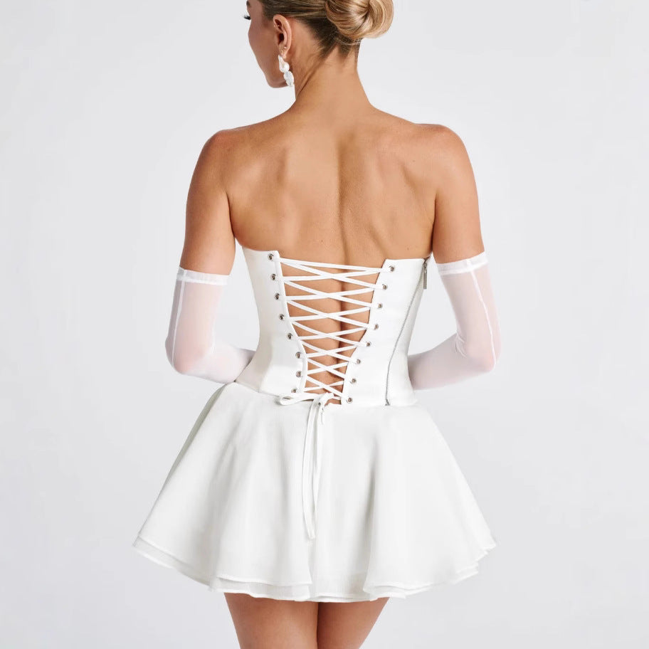 Vestido Tubinho Francês de Cor Sólida com Mangas
