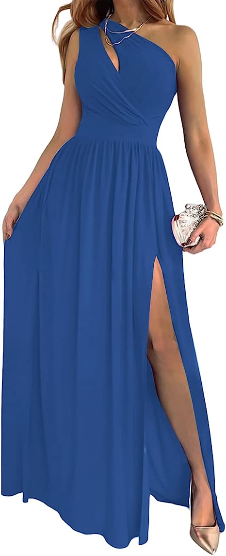 Vestido Maxi Feminino de Um Ombro