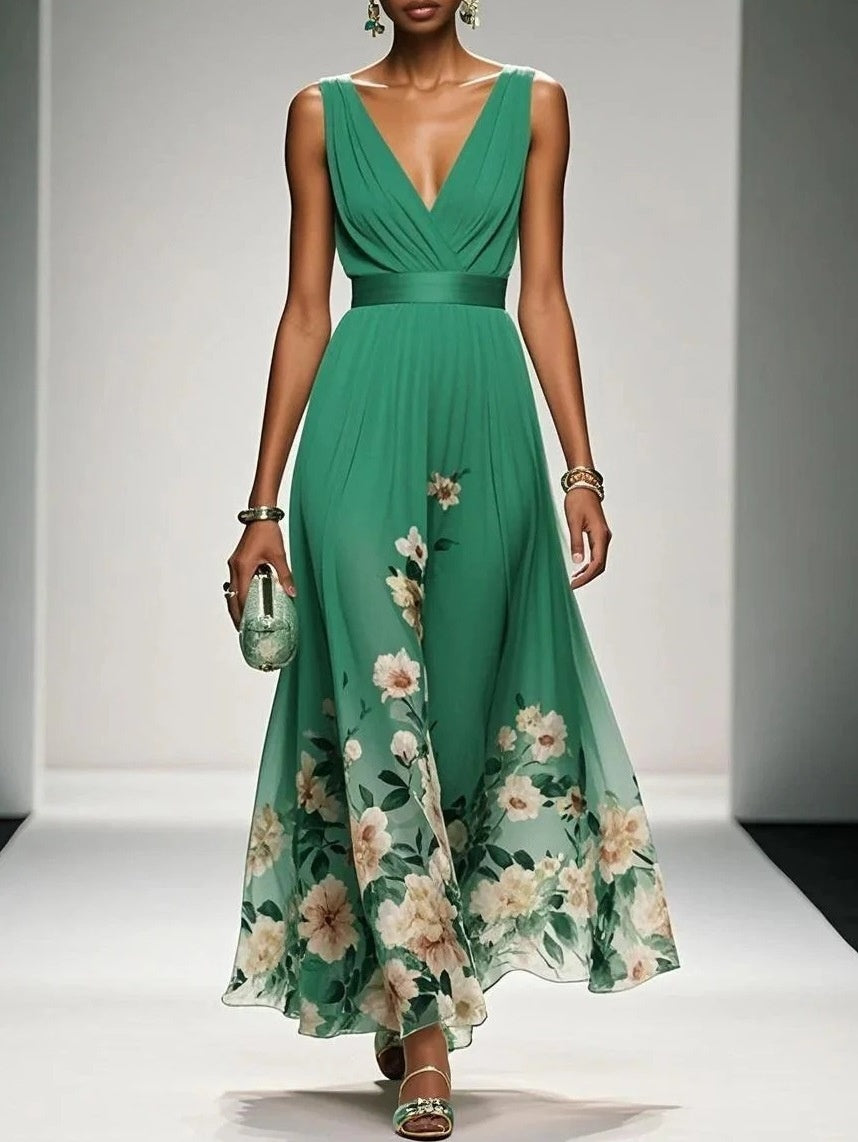 Vestido de Festa Elegante com Decote V e Detalhe Transpassado