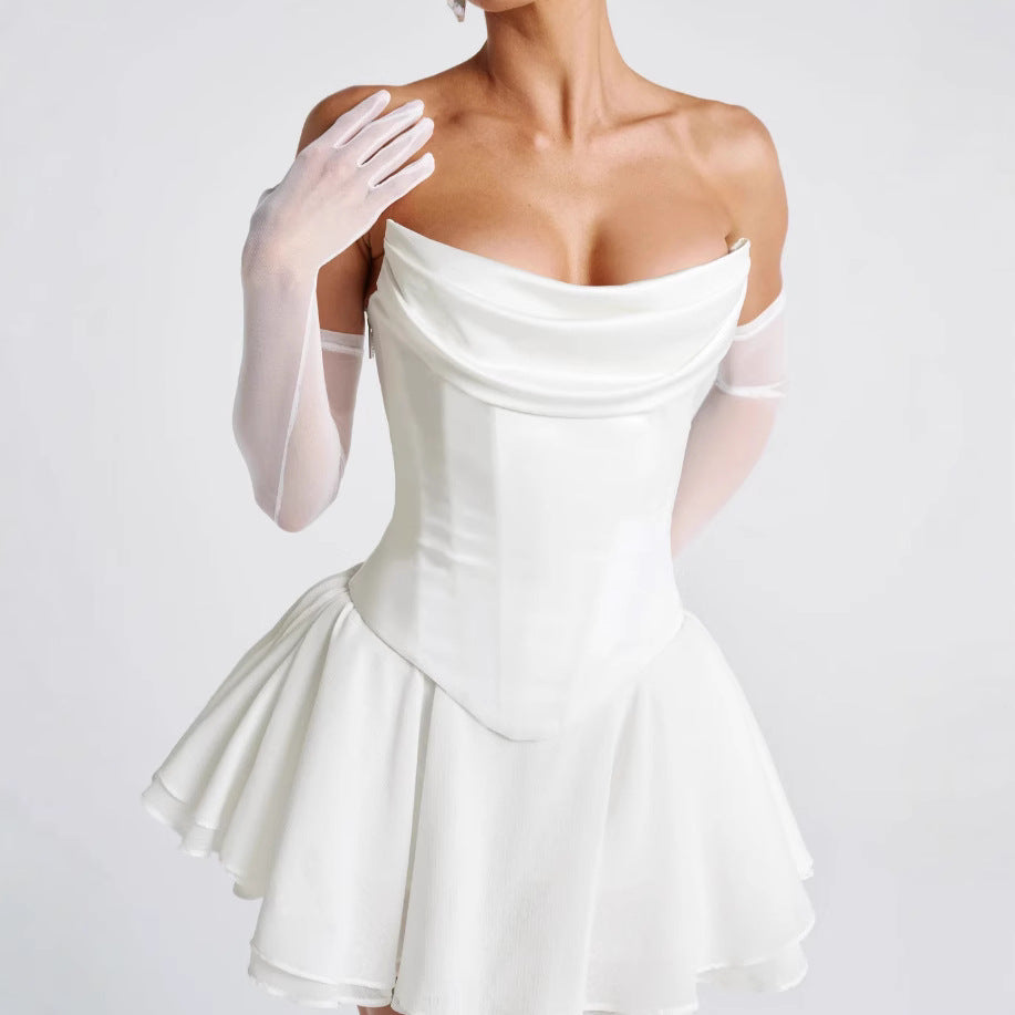 Vestido Tubinho Francês de Cor Sólida com Mangas
