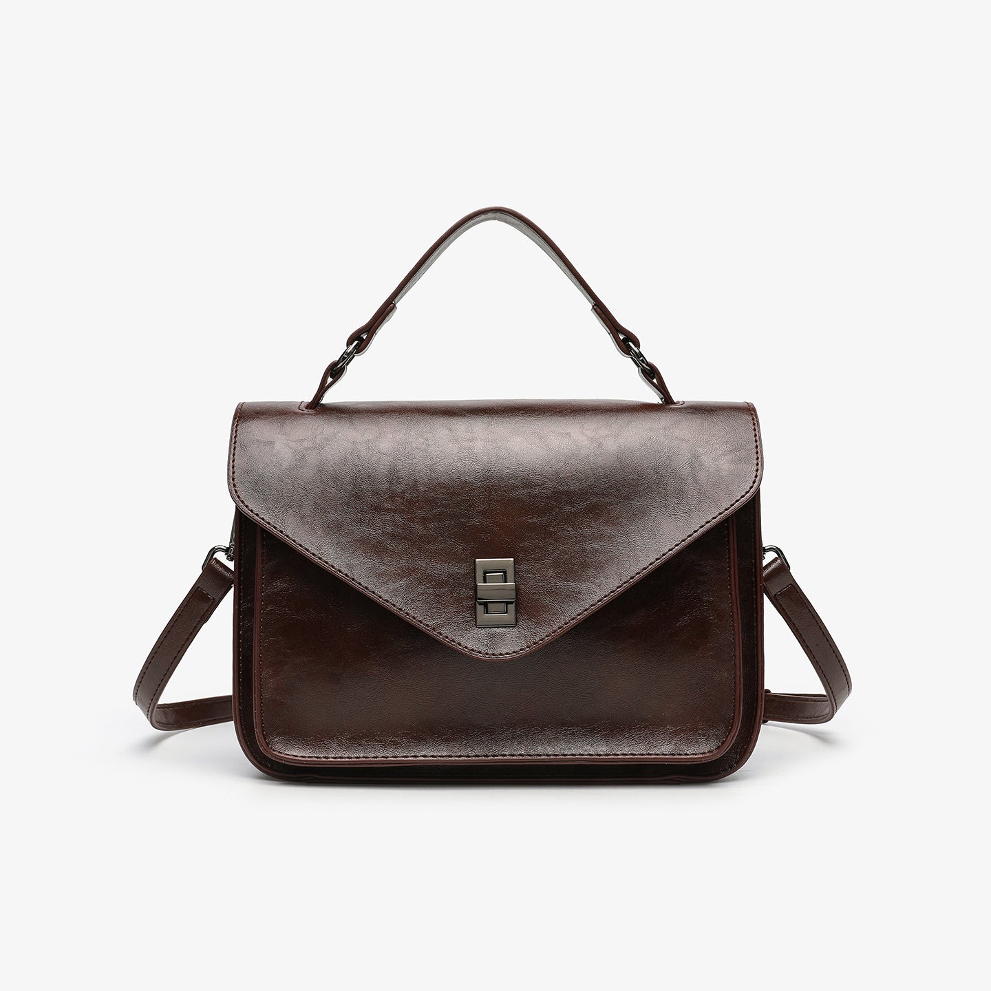 Bolsa Feminina em Couro Encerado, Estilo Vintage, Minimalista, Fashion e Elegante