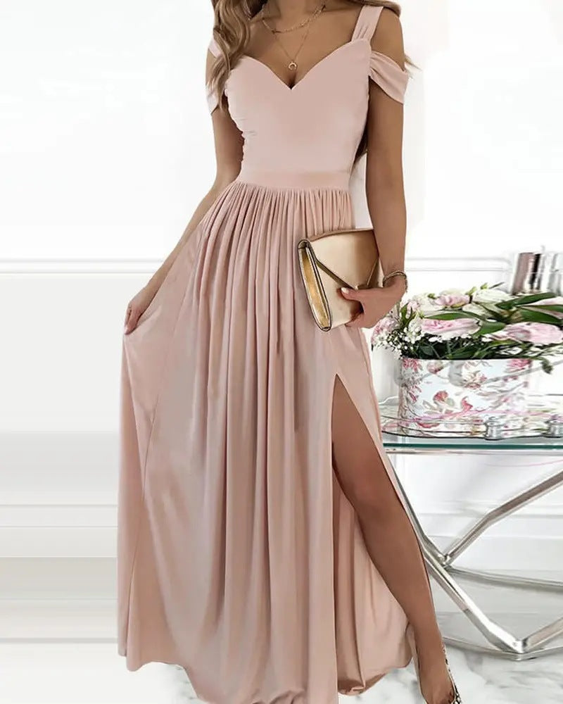 Vestido Longo Elegante Estilo Grego com Pregas