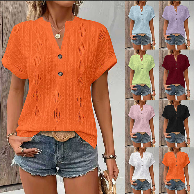 camiseta feminina decote V casual