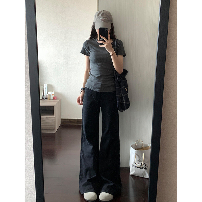 Jeans Feminino Preto, Casual e Flare
