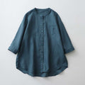 Camisa Feminina de Linho Branca com Gola Alta